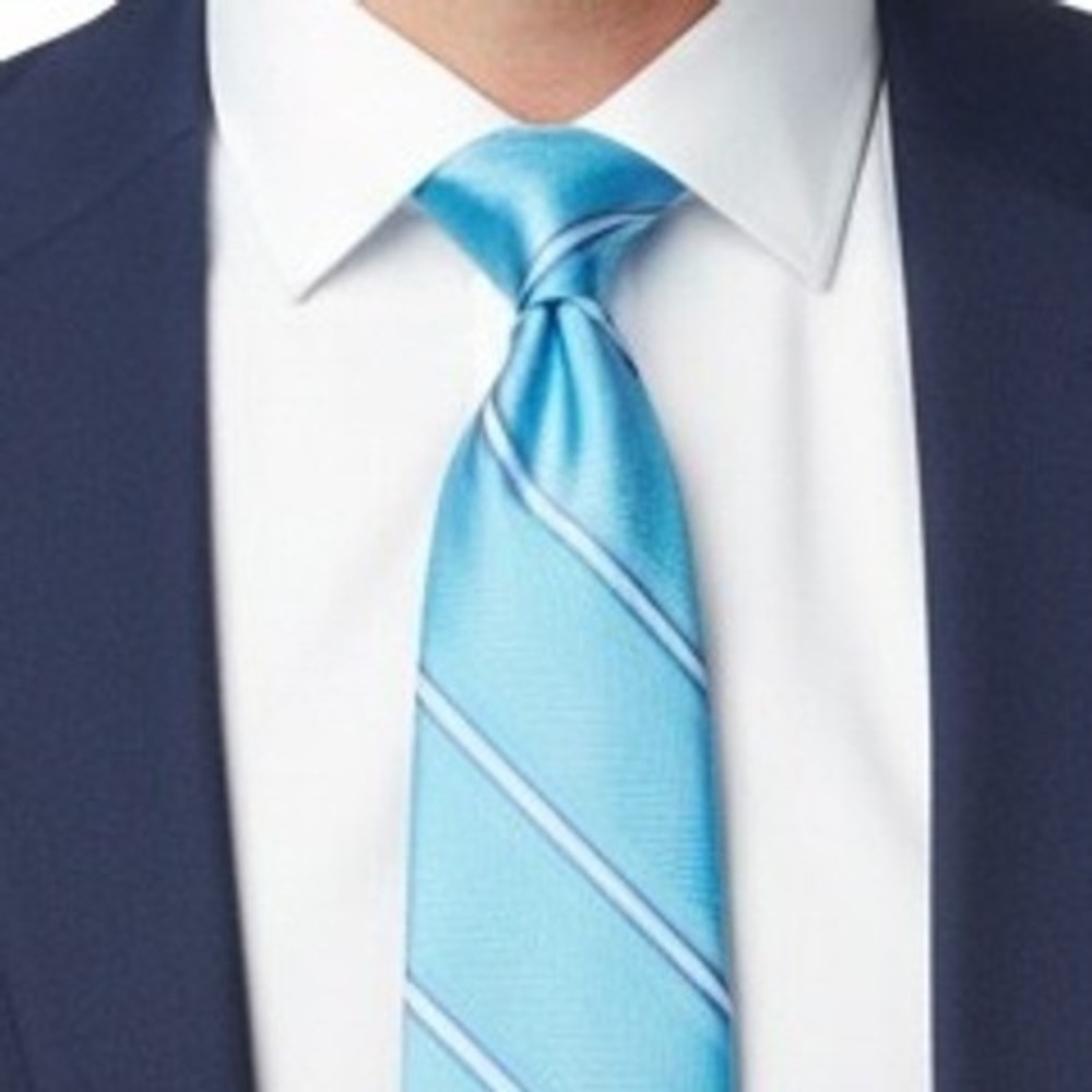 Forsyth Mens Silk Blend Blue Striped Necktie Tie Formal‎ Business Event Wedding